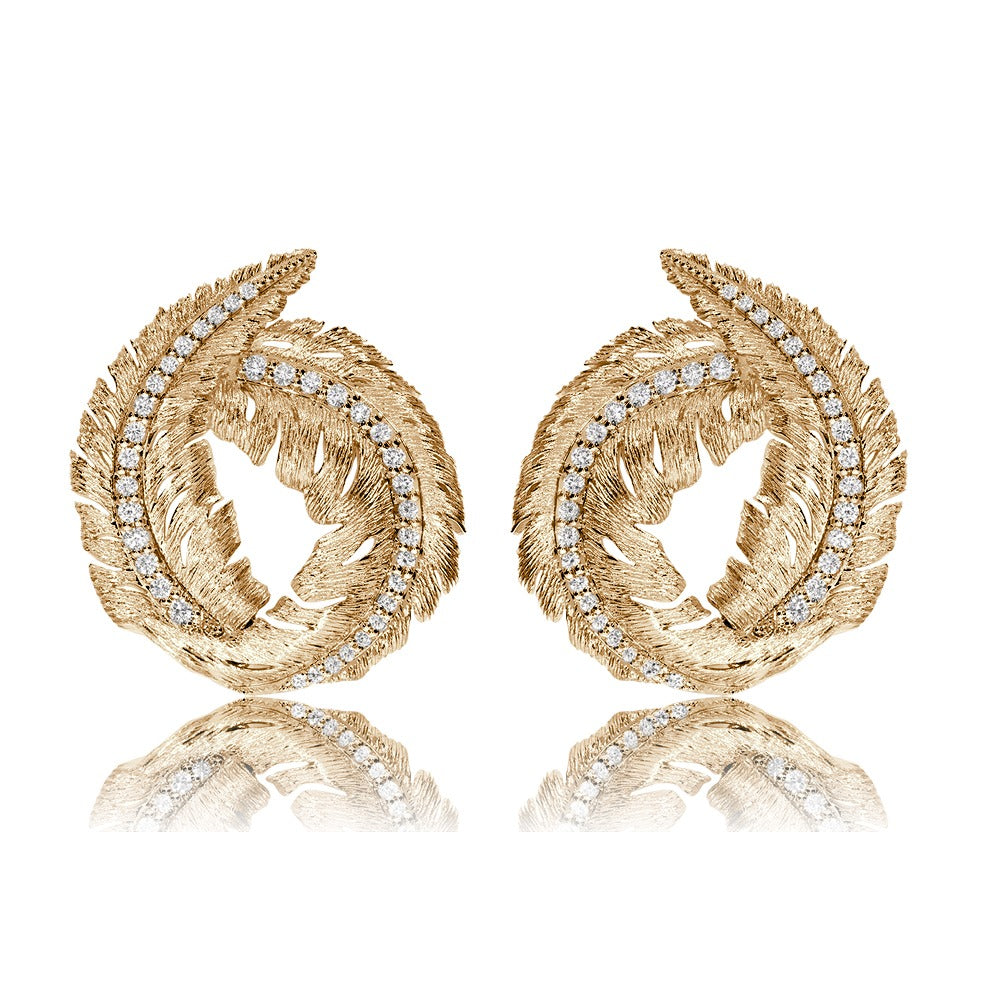 CURLED LEAF EARRINGS 18K YELLOW GOLD