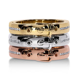 Tri-color Diamond Buckle Ring in 18K Gold