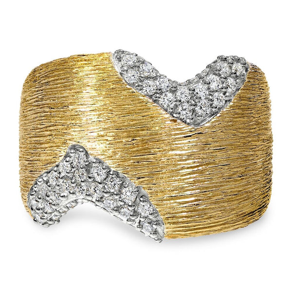 TEXTURED GOLD BLOCK RING IN 18K YELLOW GOLD