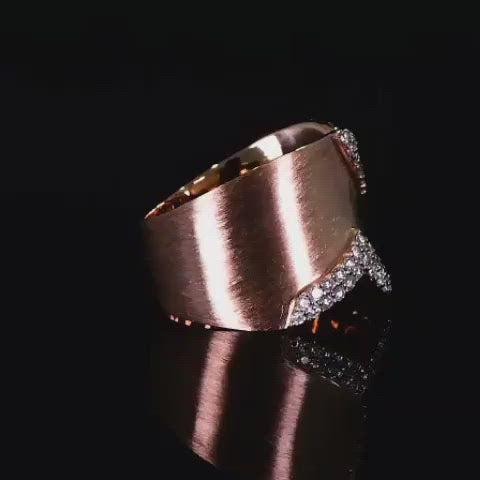 BRUSHED GOLD BLOCK DIAMOND RING